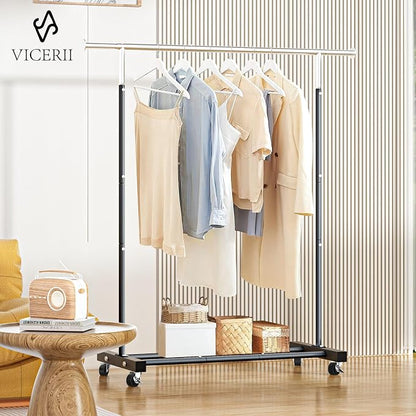 VICERII Clothing Rack, 55.51 Inch Heavy Duty Clothes Rack Rolling Garment Rack - Image 2