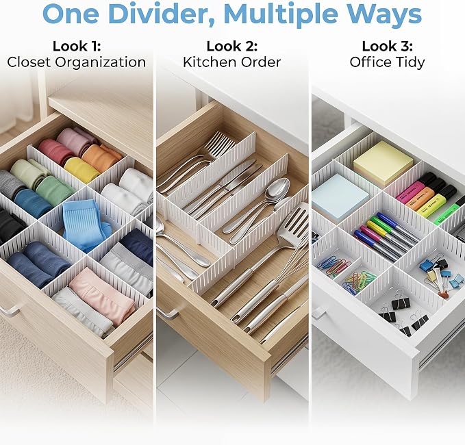 Adjustable Plastic Drawer Separators, 14.96" Length x 4.33" Height, Cuttable - Image 4