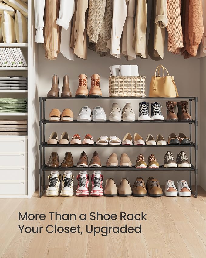 SONGMICS Shoe Rack, 4-Tier Shoe Organizer, Metal Storage Shelf, Upright or - Image 8