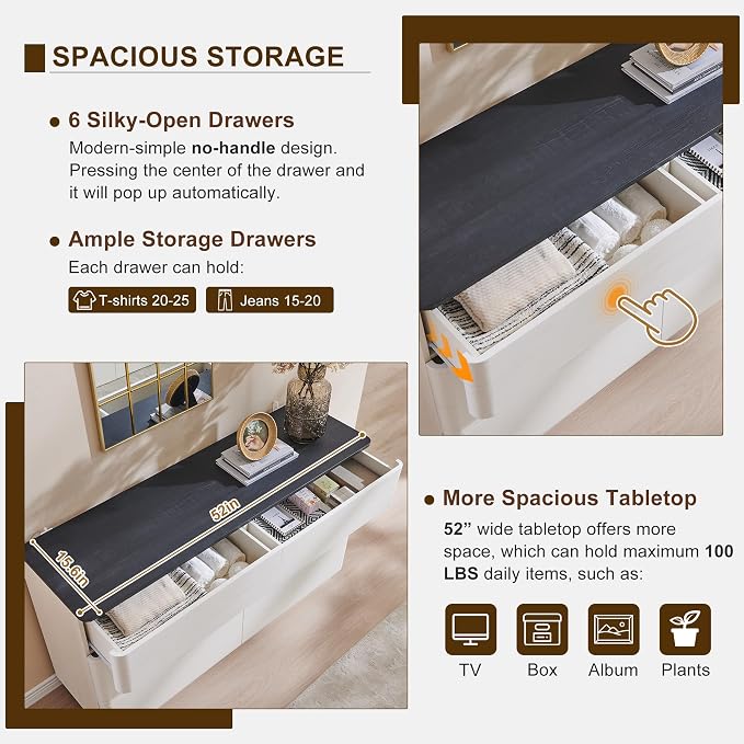 ACCOHOHO Modern 6 Drawer Dresser - Image 4