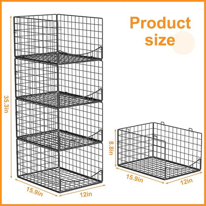 4-Tier Stackable Closet Organizers and Storage Shelves, Clothes Storage Basket - Image 6
