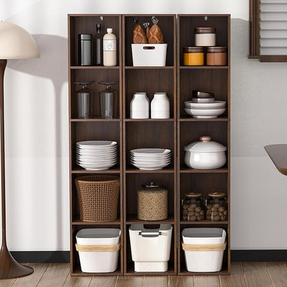 5 Cube Storage Organizer, Narrow Open Shelf Bookcase, Freestanding 5 Tier Low - Image 8