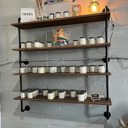HDDFER Pipe Shelves Industrial Pipe Shelving Shelves Real Wood Industrial by industrialpipeshelving