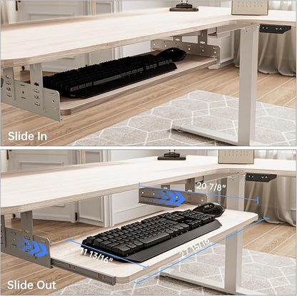 EUREKA ERGONOMIC Adjustable Keyboard Tray Under Desk, 28x11 Inch Large Slide - Image 2