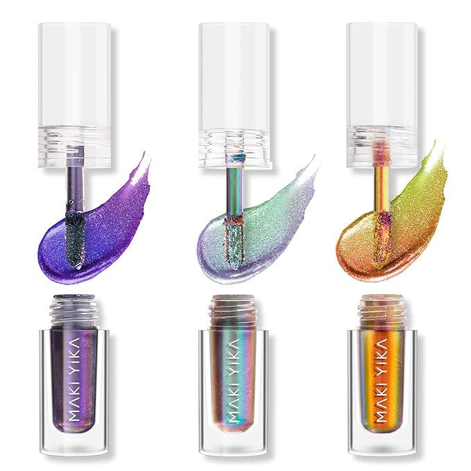 MAKI YIKA 3Pc Glitter Eyeshadow Liquid Multichrome Eyeshadows Long Lasting by MakiYikaBeauty