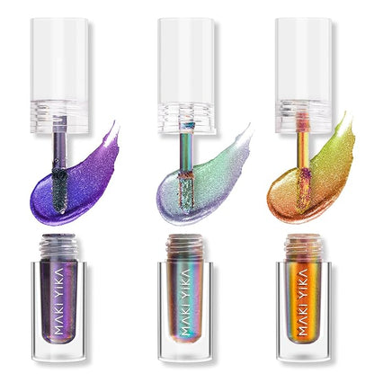 MAKI YIKA 3Pc Glitter Eyeshadow Liquid Multichrome Eyeshadows Long Lasting by MakiYikaBeauty
