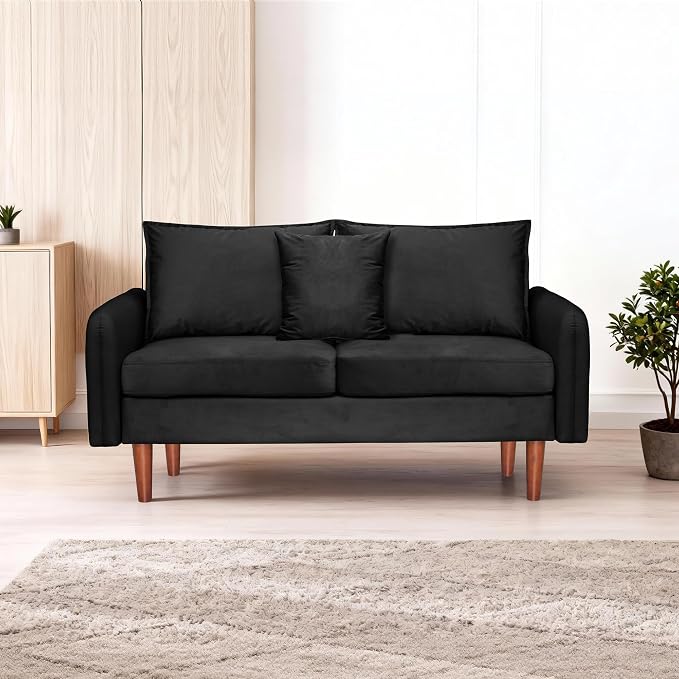 56.1" Sofa, Round armrest Velvet Loveseat, mid-Century Modern Style, Luxurious - Image 5