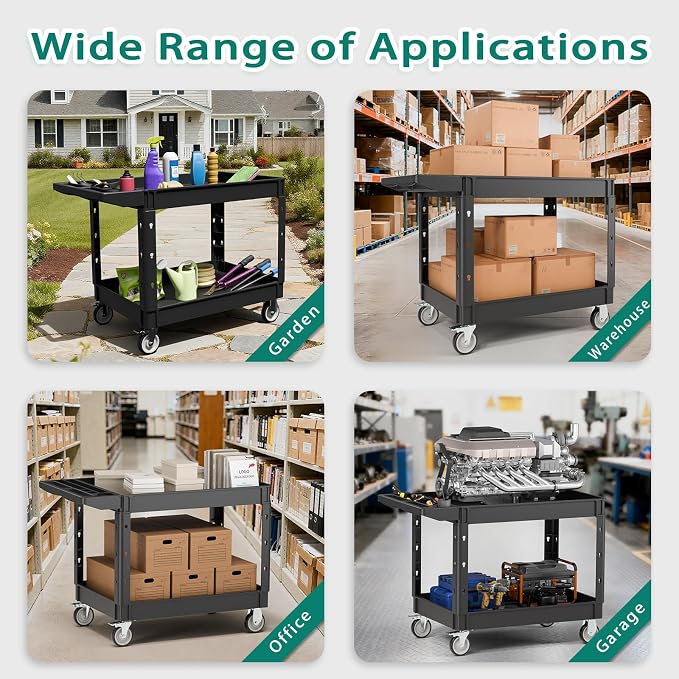 Heavy Duty Utility Rolling Tool Cart, 550 lbs Capacity Plastic Rolling Carts - Image 5