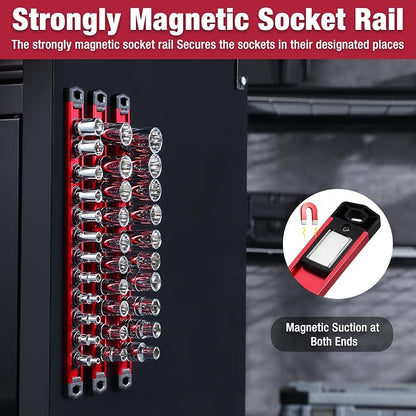 WORKPRO Magnetic Socket Organizer, 1/2-Inch Drive Aluminum Alloy Sockets Rail - Image 9