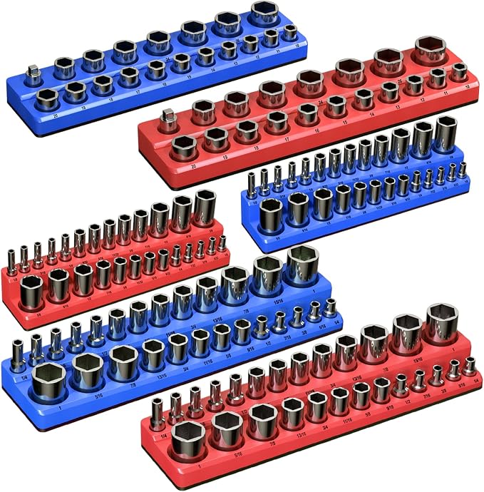 Magnetic Socket Organizer Set, 6-Piece Socket Holder Trays by Onsski