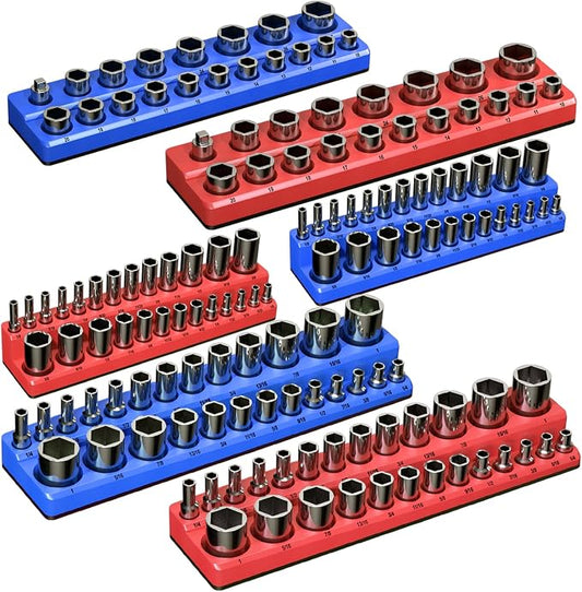Magnetic Socket Organizer Set, 6-Piece Socket Holder Trays by Onsski