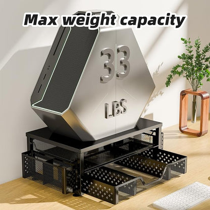 Simple Trending 2-Tier Monitor Stand Riser, Drawer & 2 Pen Holders - Image 9