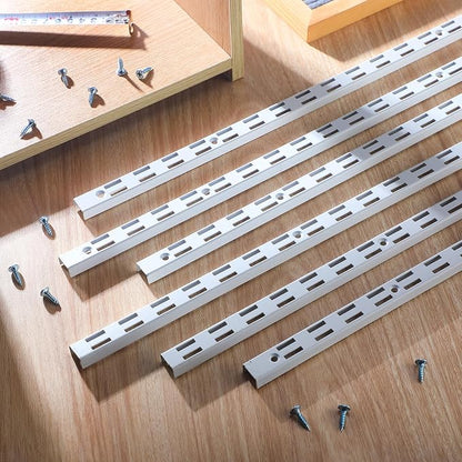 6 Pcs Dual Track Upright Wall Shelving System Heavy Duty Support System Twin - Image 7