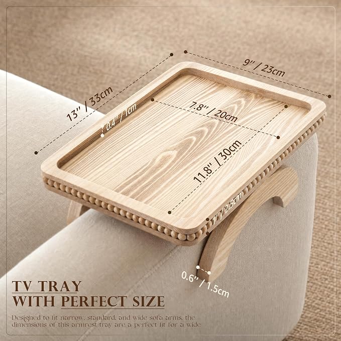 EOSAHR Pine Wood Couch Tray - Image 2