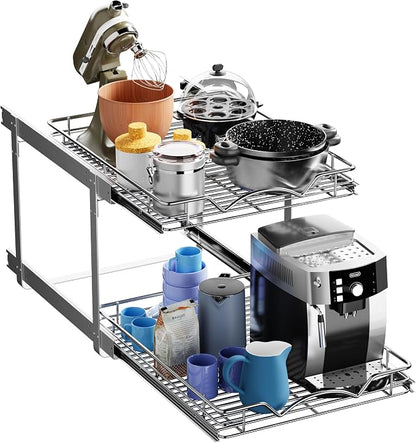 HOLDN’ STORAGE Two Tier Pull Out Cabinet Organizer, Individual Sliding Drawers by HOLDN%E2%80%99STORAGE