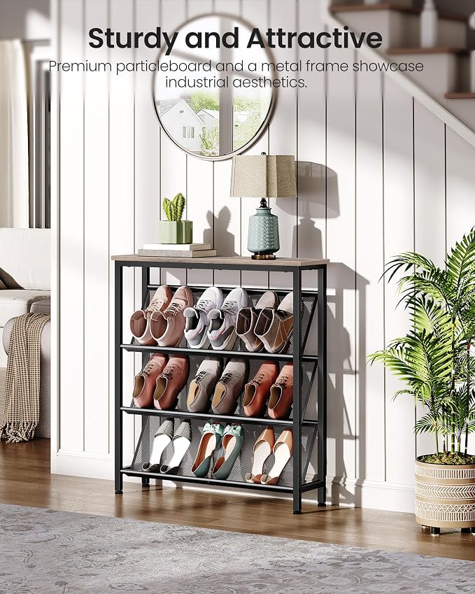 CHOEZON Shoe Rack, 4-Tier Slanted Shoe Storage Shelf, Narrow Shoe Rack - Image 4