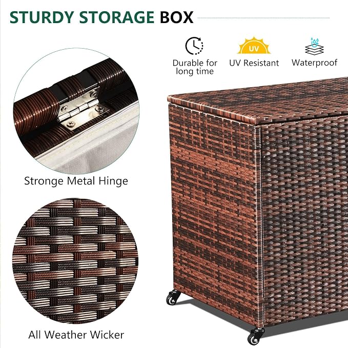 AVAWING 180 Gallon Wicker Deck Box - Image 3