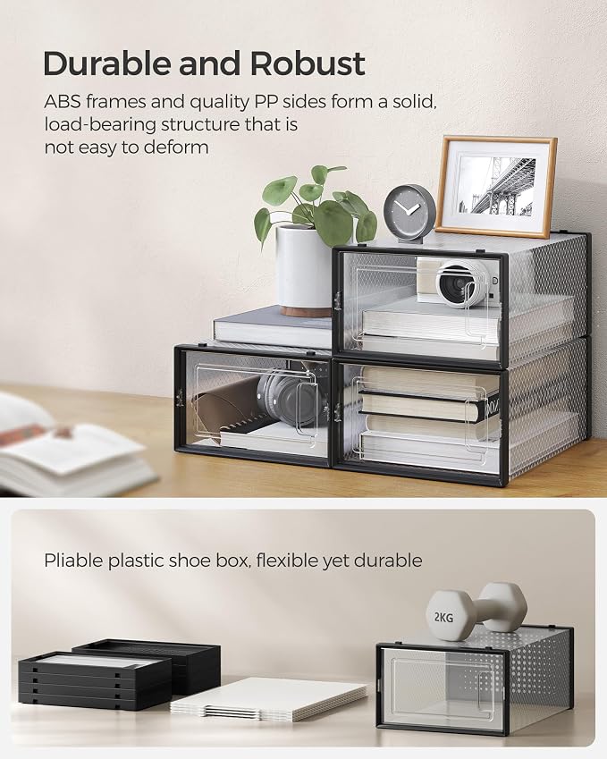SONGMICS Shoe Boxes, Stackable Clear Plastic Boxes - Image 6