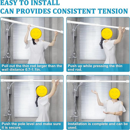 Spring Tension Curtain Rod 43-75 Inches White, Adjustable Extension Shower - Image 6