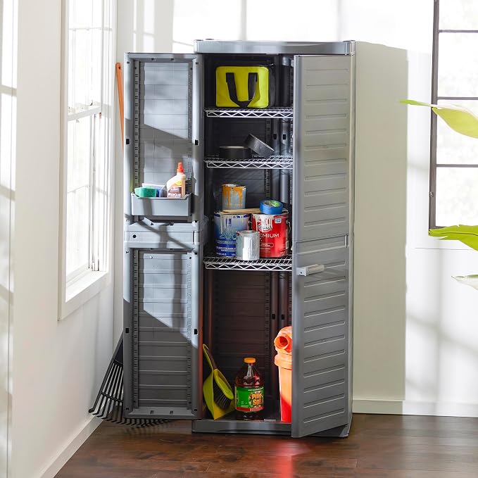 Gracious Living 3-Shelf Base Cabinet, MaxIt Lockable Utility Storage - Image 2