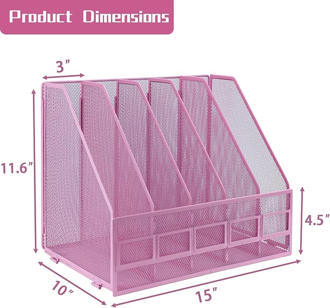 Desk Organizers, Metal Magazine File Holder - Image 2