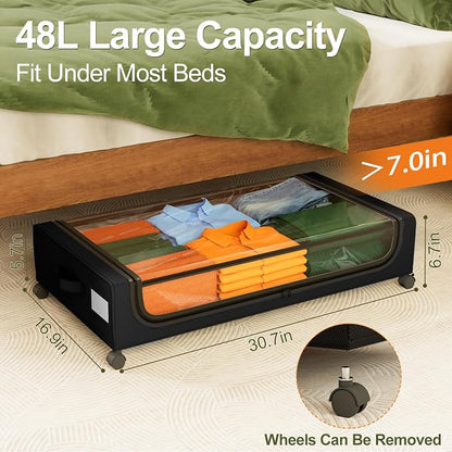 GoMaihe Under Bed Storage with Wheels: 48L Underbed Storage Containers with - Image 3