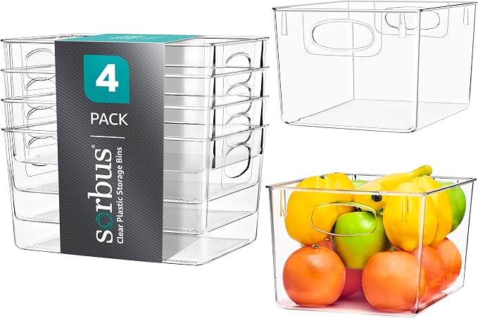 Sorbus Large Clear Plastic Storage Bins by Sorbus