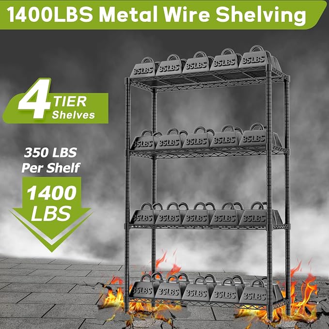 Storage Shelves Heavy Duty, 4-Tier Adjustable Metal Industrial Utility Shelf - Image 3