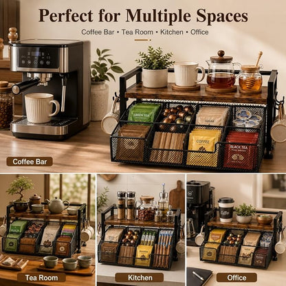 Tea Bag Organizer, Tea Bag Organizer Drawer, Wood Tea Organizers and Storage - Image 8
