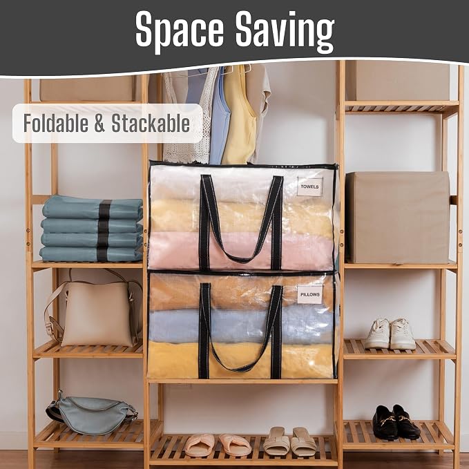 VENO 2 Pack Clear Moving Bags Heavy Duty, 90L Extra Large Transparent Storage - Image 4