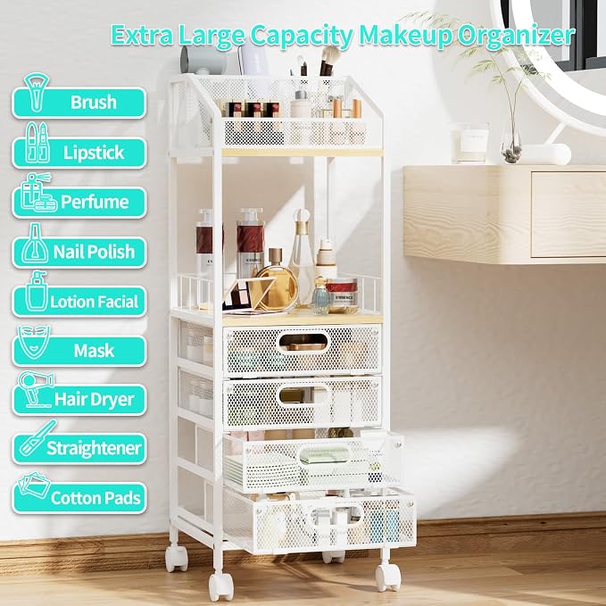 HapiRm Makeup Organizer Storage Cart - Image 6