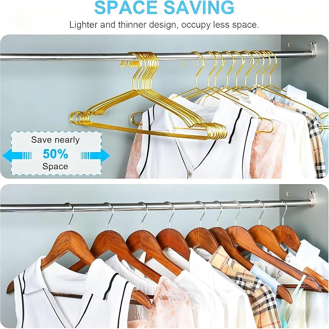 Clothes Hangers 50 Pack Coat Hangers Wire Hangars Bulk Metal Hanger Non Slip - Image 3
