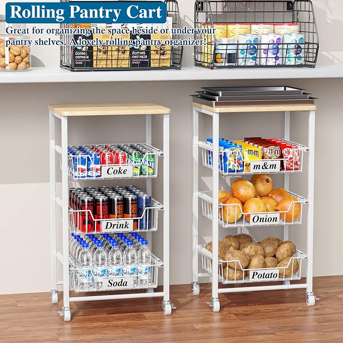 4-Tier Small Kitchen Storage Cart on Wheels - Image 2