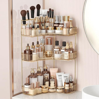 BEFSOP Corner Bathroom Counter Organizer, Upgraded 3-Tier Makeup Organizer by Homelifeassistant