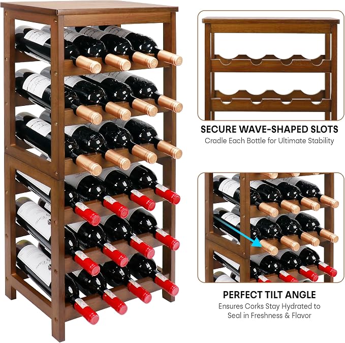 Wine Rack Free Standing Floor, 6-Tier 24 Bottles Display Wine Storage Shelves - Image 5