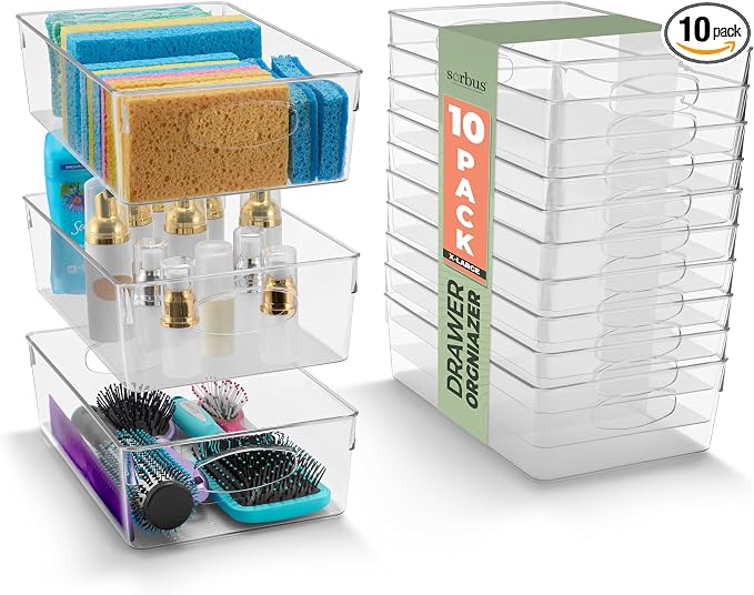 Sorbus XL Clear Plastic Storage Bins by Sorbus