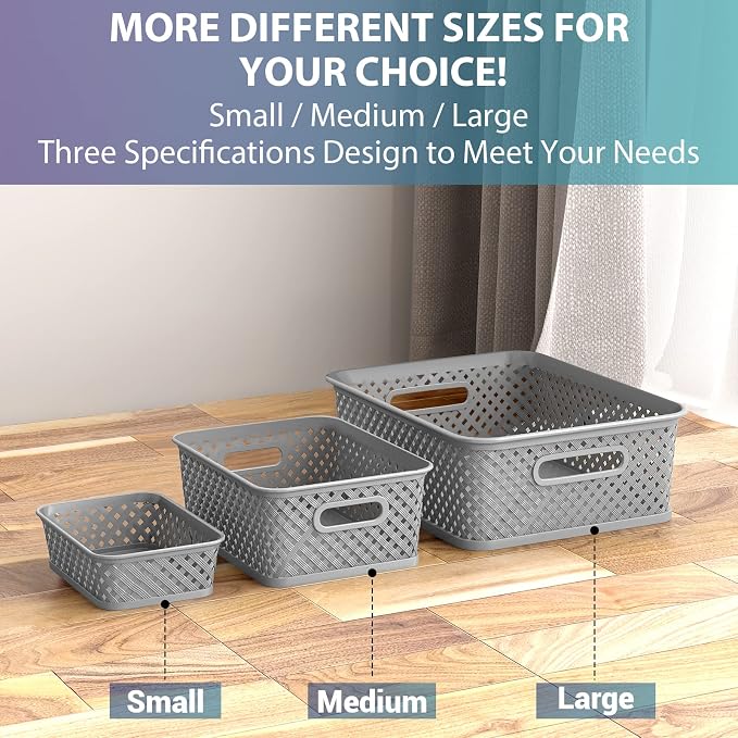 MaxGear 3 Pack Plastic Storage Baskets, Suitable - Image 8