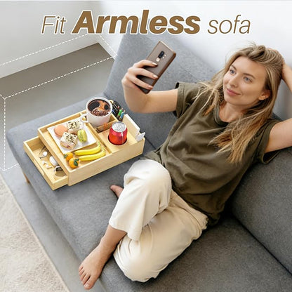 Couch Cup Holder, 7-in-1 Couch Caddy Tray, Sofa Side Table - Image 7