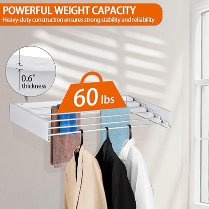 FOCHIER F Laundry Drying Rack Wall Mounted Clothes Drying Rack White, 23.6" | - Image 3