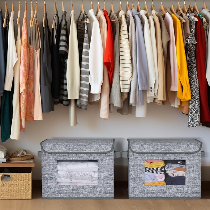 Univivi Fabric Foldable Storage Boxes Large Collapsible Stackable Storage Bins - Image 6