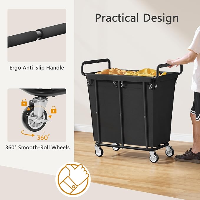 Laundry Hamper with Wheels, 250L Rolling Medium Laundry Basket - Image 6