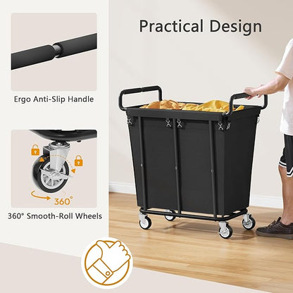 Laundry Hamper with Wheels, 250L Rolling Medium Laundry Basket - Image 6