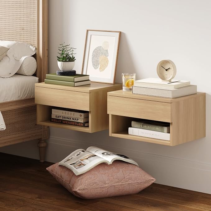 Nathan James Jackson Wall Mounted Floating Bedroom Nightstand by Unknown