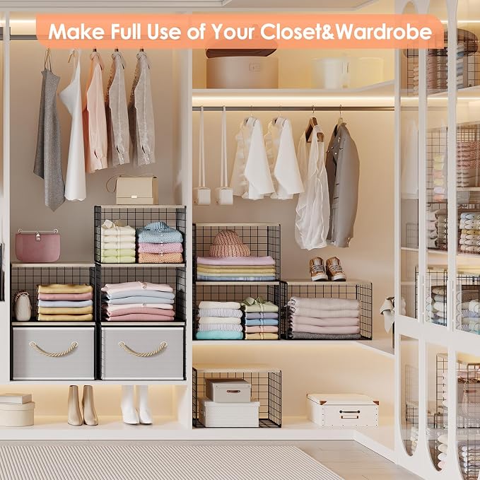 5-Tier Large Stackable Closet Organizer and Storage Basket, Sturdy Closet Shelf - Image 8