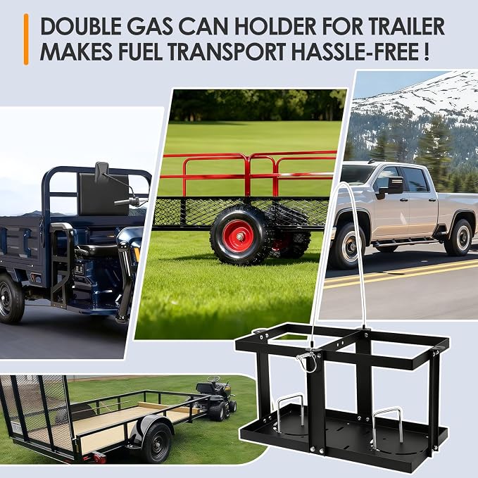 Gas Can Holder for Trailer, Fuel Jug Holder 4 Fixed Columns & Locking Strap | - Image 6