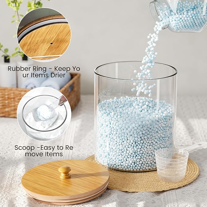2+1 Pack Glass Laundry Pods Container & Acrylic Dryer Sheet Holder, Powder - Image 2