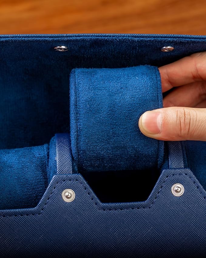 MR.OKAY 3 Watch Travel Case -Classic Leather Watch Case - Image 6