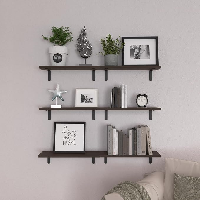 WOPITUES Wood Floating Shelves Set of 6, Shelves - Image 6