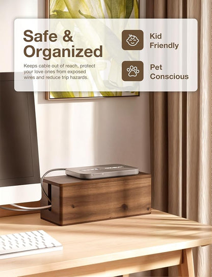 Acacia Wood Large Cable Management Box Round Edge - Image 5