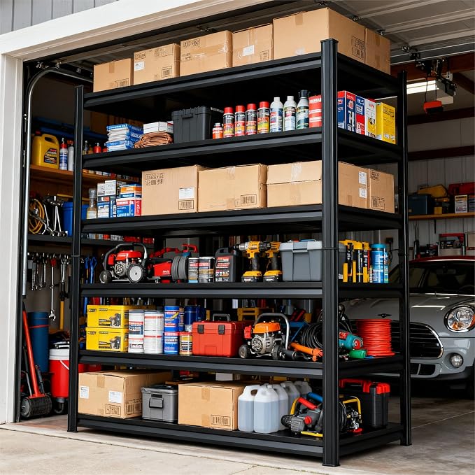 Storage Shelves, Garage Metal Shelving Unit, Adjustable, Double-Layer Column - Image 9